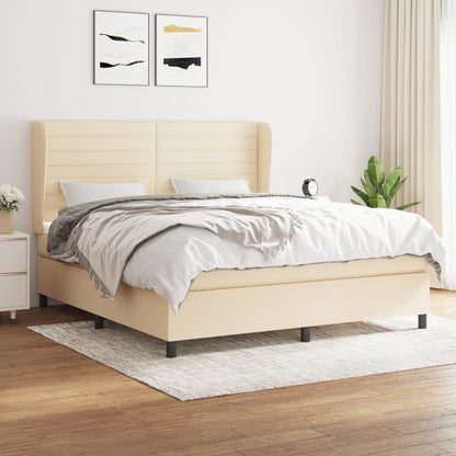Giroletto a Molle con Materasso Crema 180x200 cm in Tessuto | homemem39