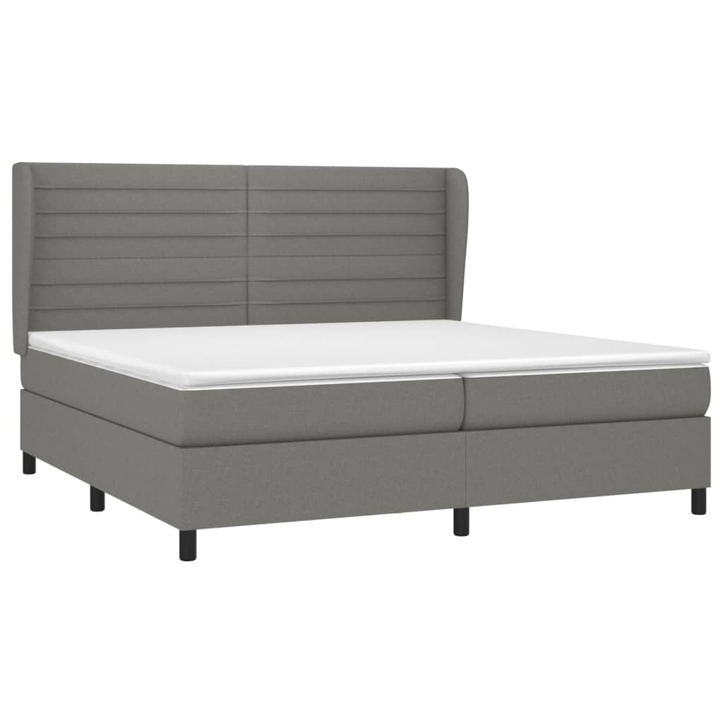 Giroletto a Molle con Materasso Grigio Scuro 200x200 cm Tessuto | homemem39
