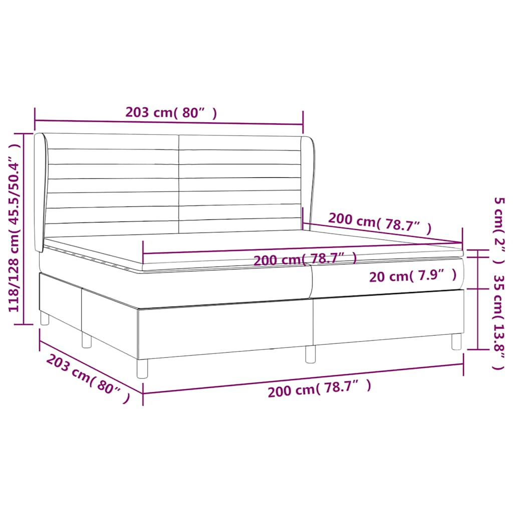 Giroletto a Molle con Materasso Nero 200x200 cm in Tessuto | homemem39