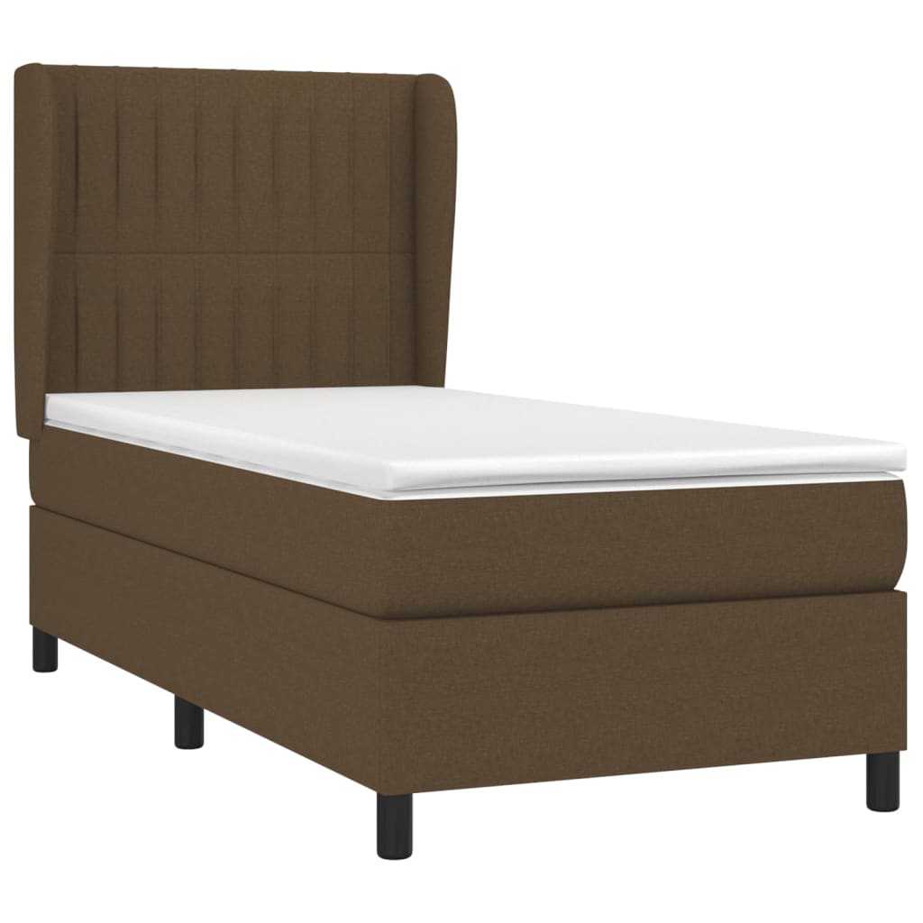 Giroletto a Molle con Materasso Marrone Scuro 80x200 cm Tessuto | homemem39
