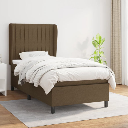 Giroletto a Molle con Materasso Marrone Scuro 80x200 cm Tessuto | homemem39