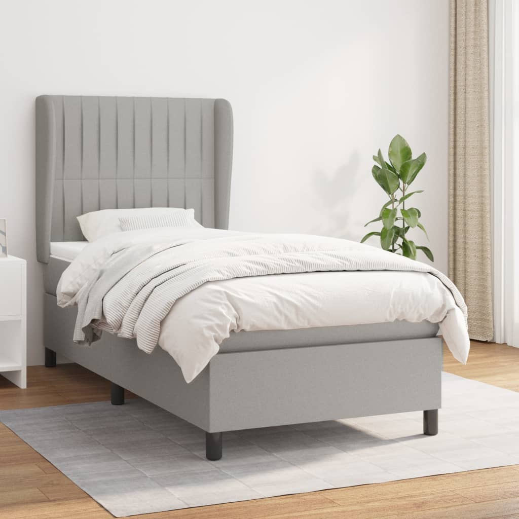 Giroletto a Molle con Materasso Grigio Chiaro 90x190 cm Tessuto | homemem39