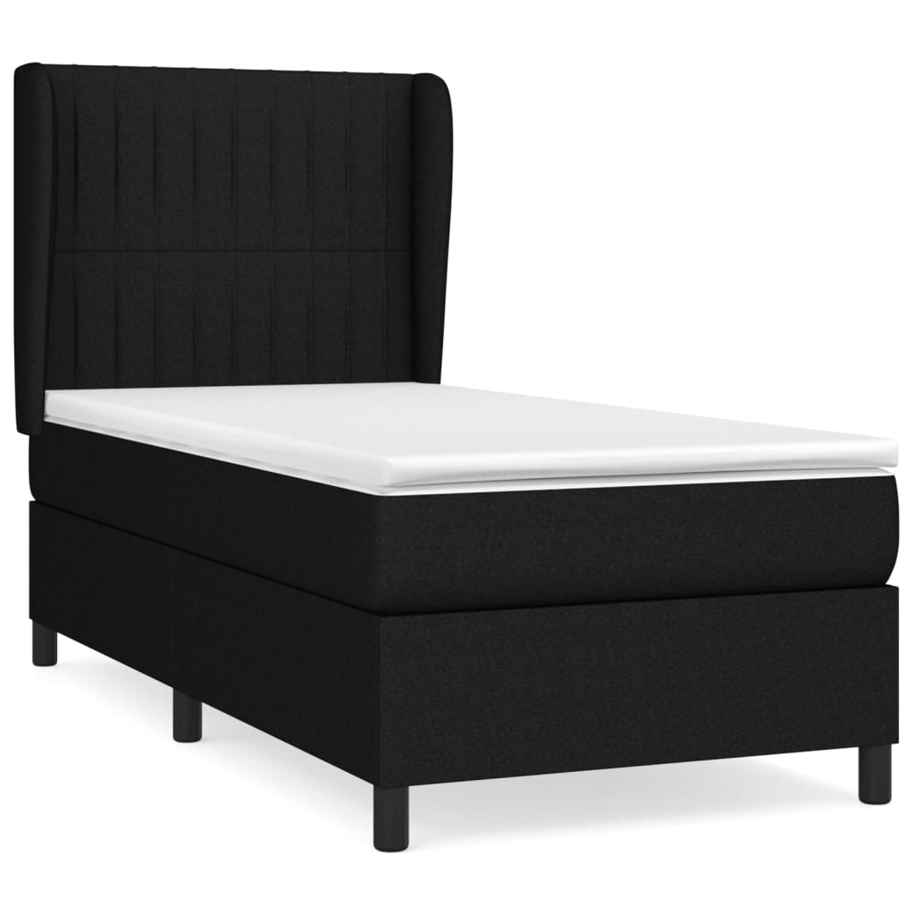 Giroletto a Molle con Materasso Nero 90x190 cm in Tessuto | homemem39