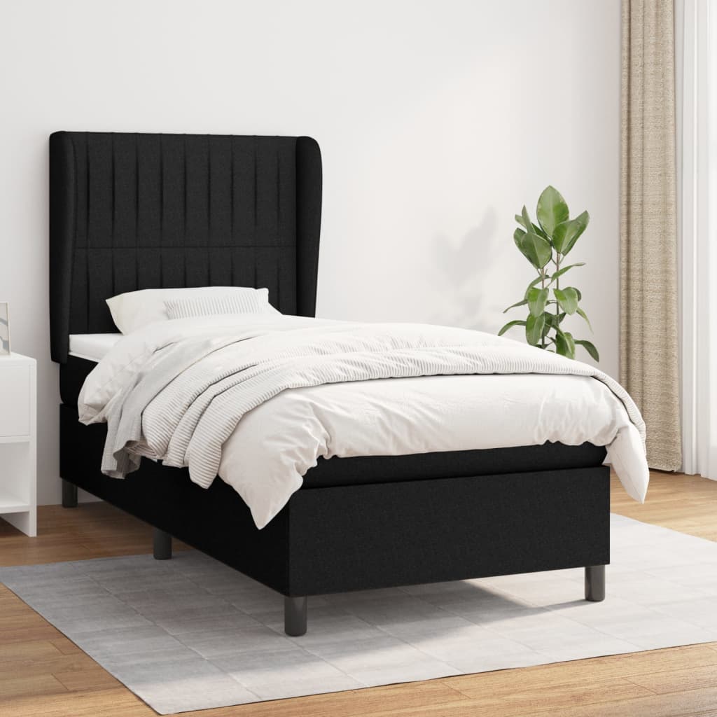Giroletto a Molle con Materasso Nero 90x190 cm in Tessuto | homemem39