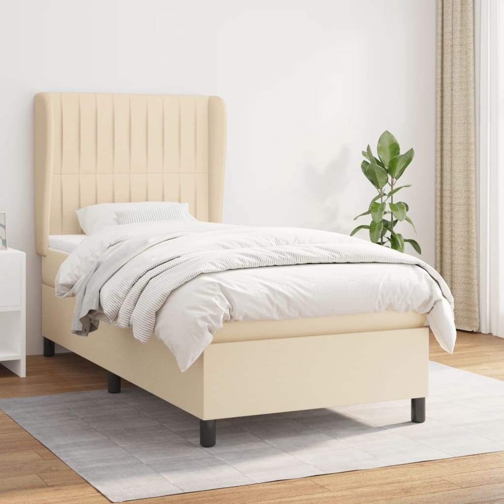 Giroletto a Molle con Materasso Crema 90x190 cm in Tessuto | homemem39