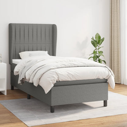 Giroletto a Molle con Materasso Grigio Scuro 90x200 cm Tessuto | homemem39