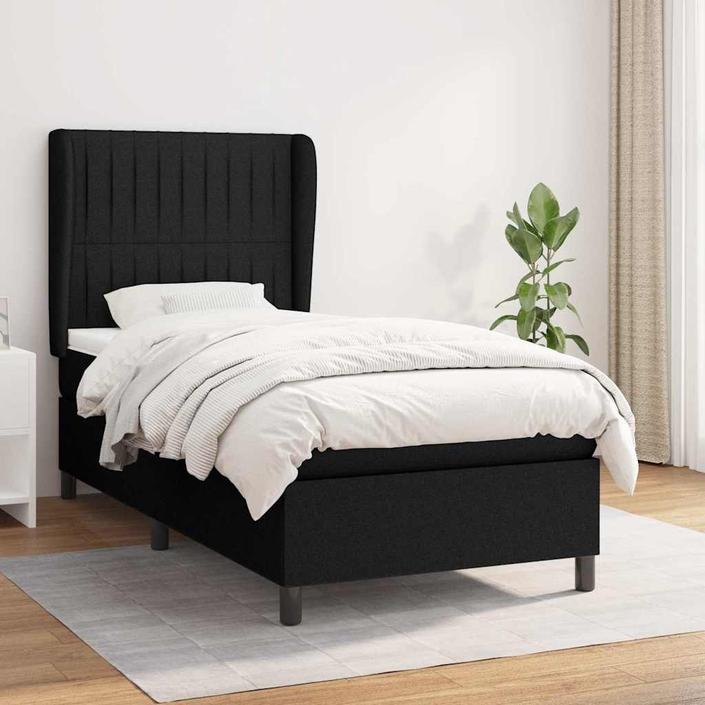 Giroletto a Molle con Materasso Nero 90x200 cm in Tessuto | homemem39
