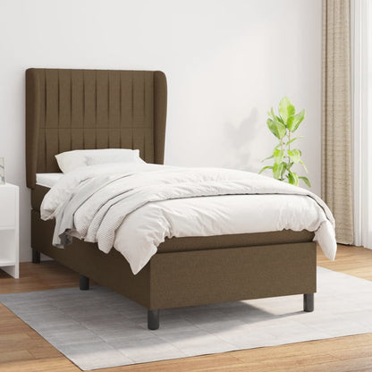 Giroletto a Molle con Materasso Marrone Scuro 90x200 cm Tessuto | homemem39