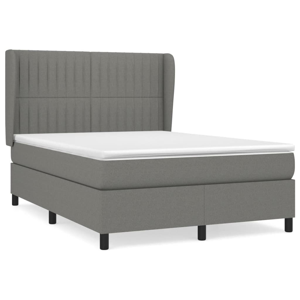 Giroletto a Molle con Materasso Grigio Scuro 140x200cm Tessuto | homemem39