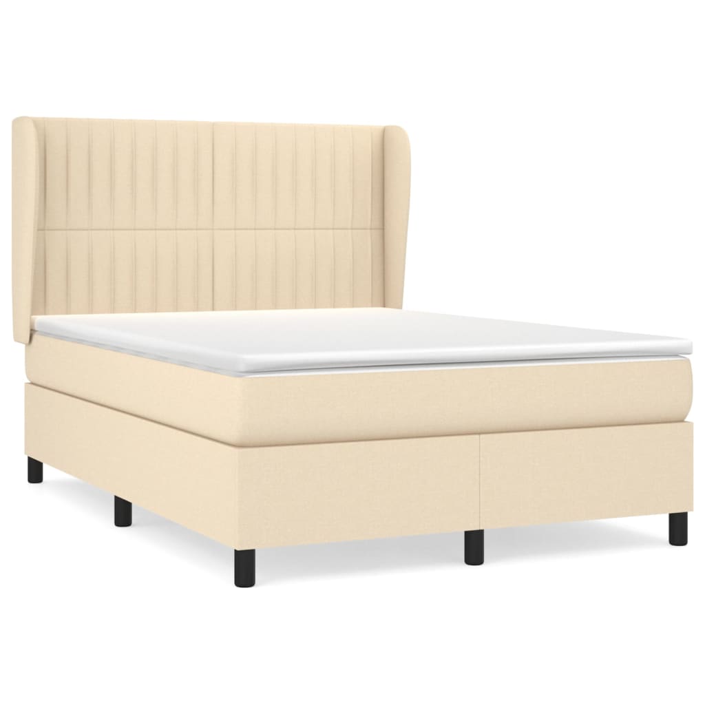 Giroletto a Molle con Materasso Crema 140x200 cm in Tessuto | homemem39