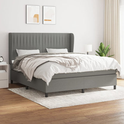 Giroletto a Molle con Materasso Grigio Scuro 160x200 cm Tessuto | homemem39