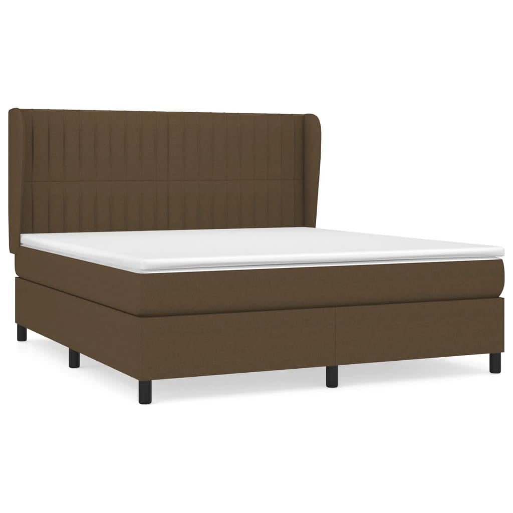 Giroletto a Molle con Materasso Marrone Scuro 160x200cm Tessuto | homemem39