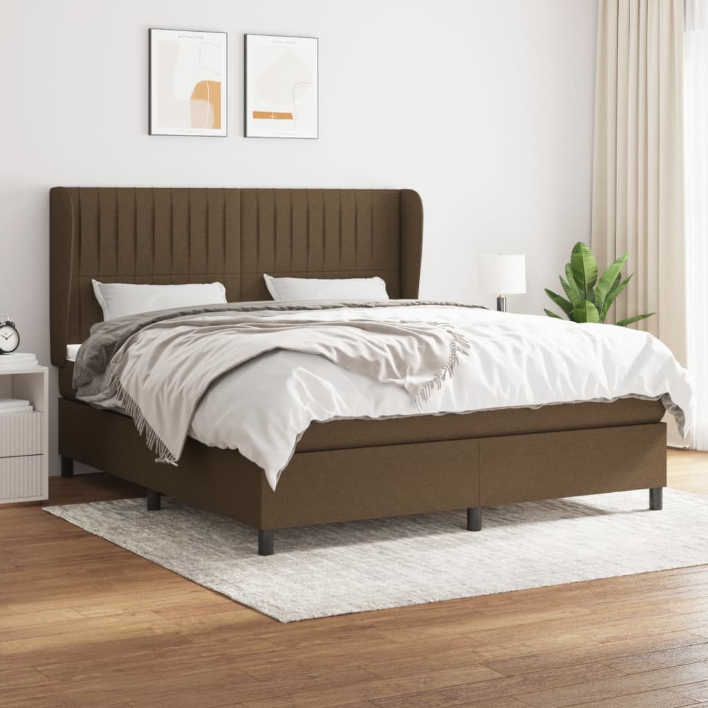 Giroletto a Molle con Materasso Marrone Scuro 160x200cm Tessuto | homemem39