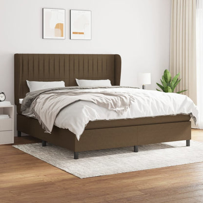 Giroletto a Molle con Materasso Marrone Scuro 180x200cm Tessuto | homemem39