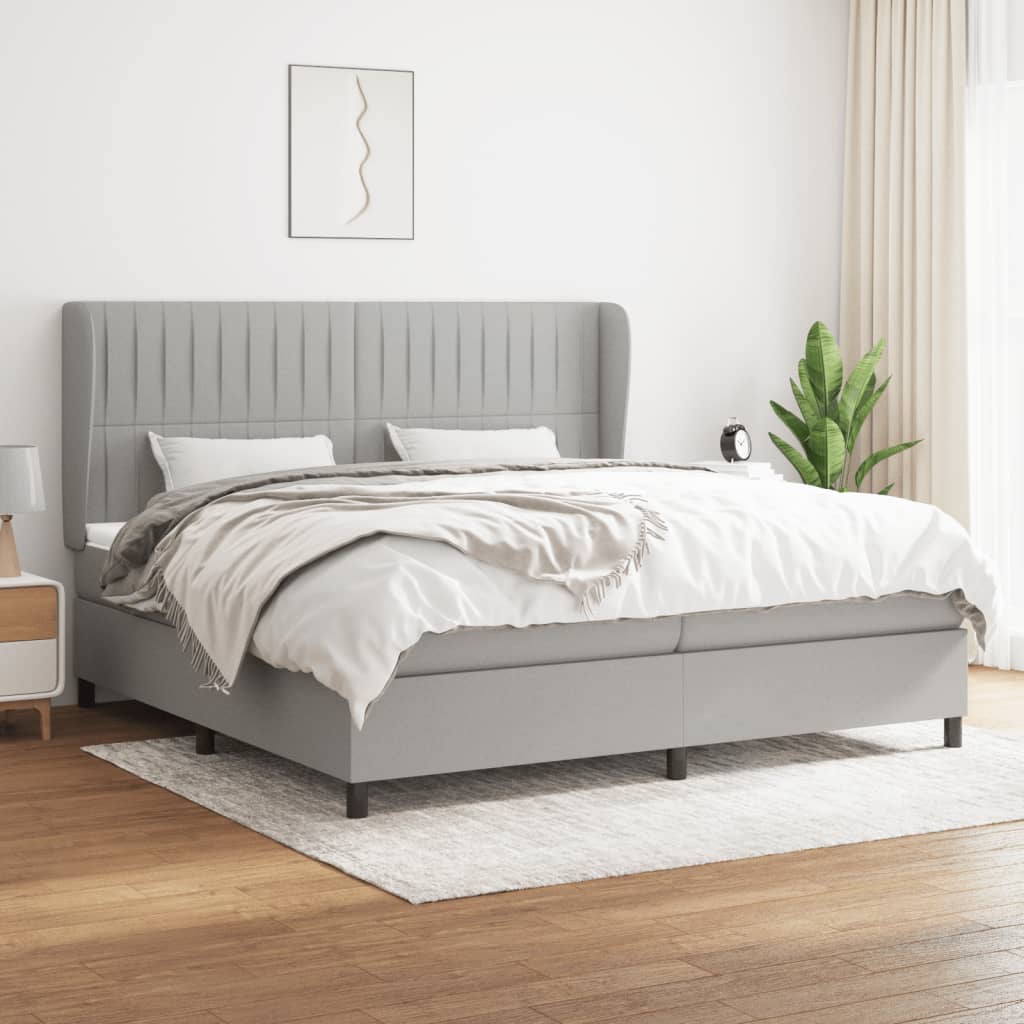 Giroletto a Molle con Materasso Grigio Chiaro 200x200cm Tessuto | homemem39