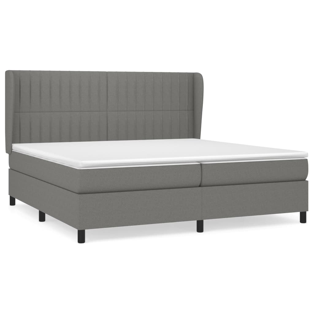 Giroletto a Molle con Materasso Grigio Scuro 200x200 cm Tessuto | homemem39