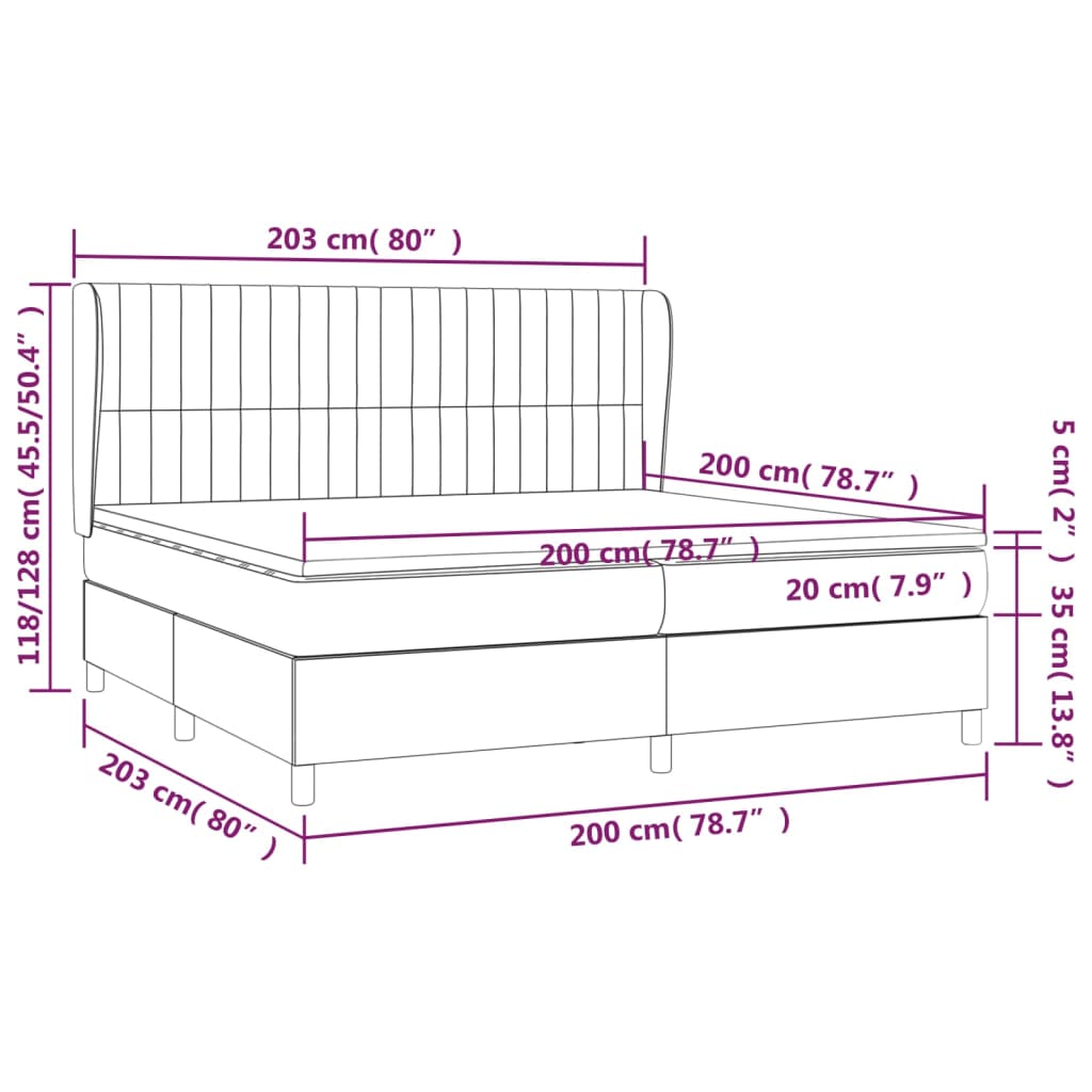 Giroletto a Molle con Materasso Marrone Scuro 200x200cm Tessuto | homemem39