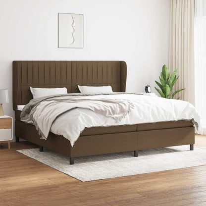 Giroletto a Molle con Materasso Marrone Scuro 200x200cm Tessuto
