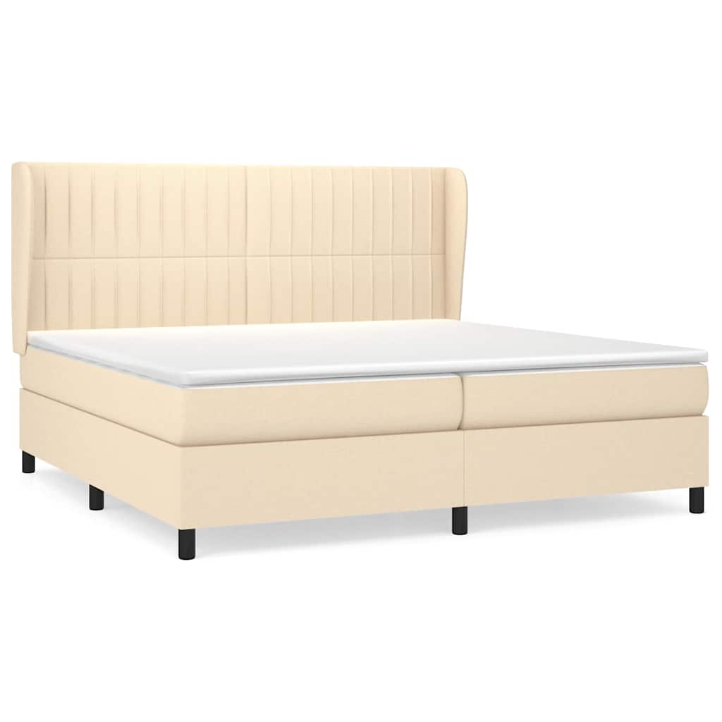 Giroletto a Molle con Materasso Crema 200x200 cm in Tessuto