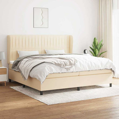 Giroletto a Molle con Materasso Crema 200x200 cm in Tessuto