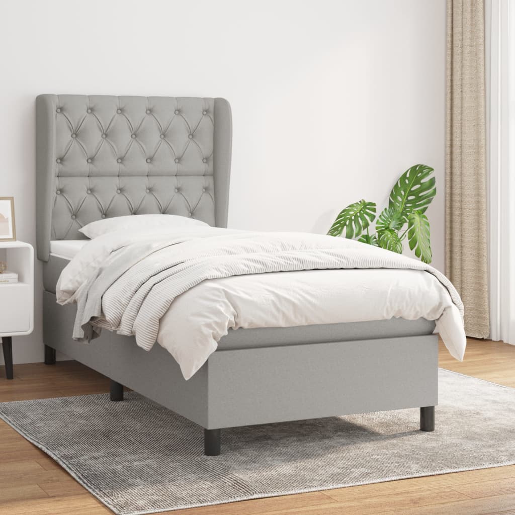 Giroletto a Molle con Materasso Grigio Chiaro 80x200 cm Tessuto | homemem39