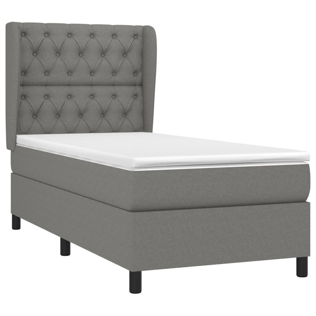 Giroletto a Molle con Materasso Grigio Scuro 80x200 cm Tessuto | homemem39