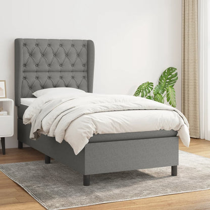 Giroletto a Molle con Materasso Grigio Scuro 80x200 cm Tessuto | homemem39