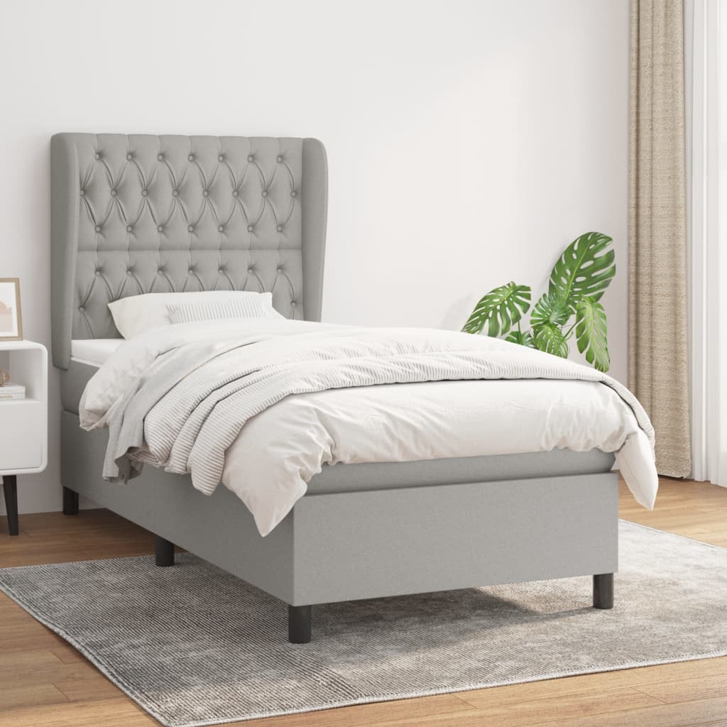 Giroletto a Molle con Materasso Grigio Chiaro 90x200 cm Tessuto | homemem39