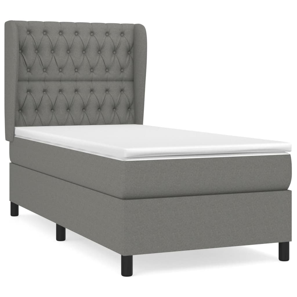 Giroletto a Molle con Materasso Grigio Scuro 100x200 cm Tessuto | homemem39