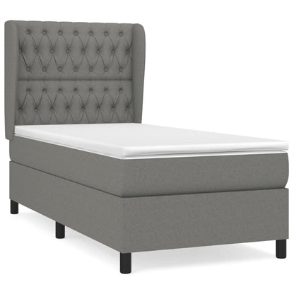 Giroletto a Molle con Materasso Grigio Scuro 100x200 cm Tessuto | homemem39