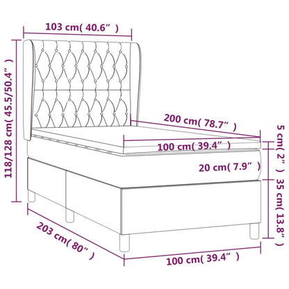 Giroletto a Molle con Materasso Grigio Scuro 100x200 cm Tessuto | homemem39
