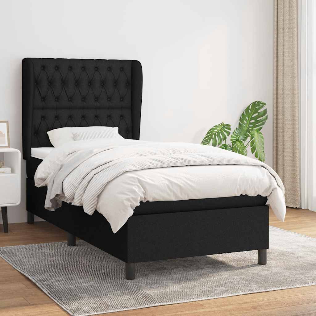 Giroletto a Molle con Materasso Nero 100x200 cm in Tessuto | homemem39