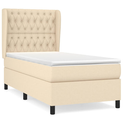Giroletto a Molle con Materasso Crema 100x200 cm in Tessuto | homemem39