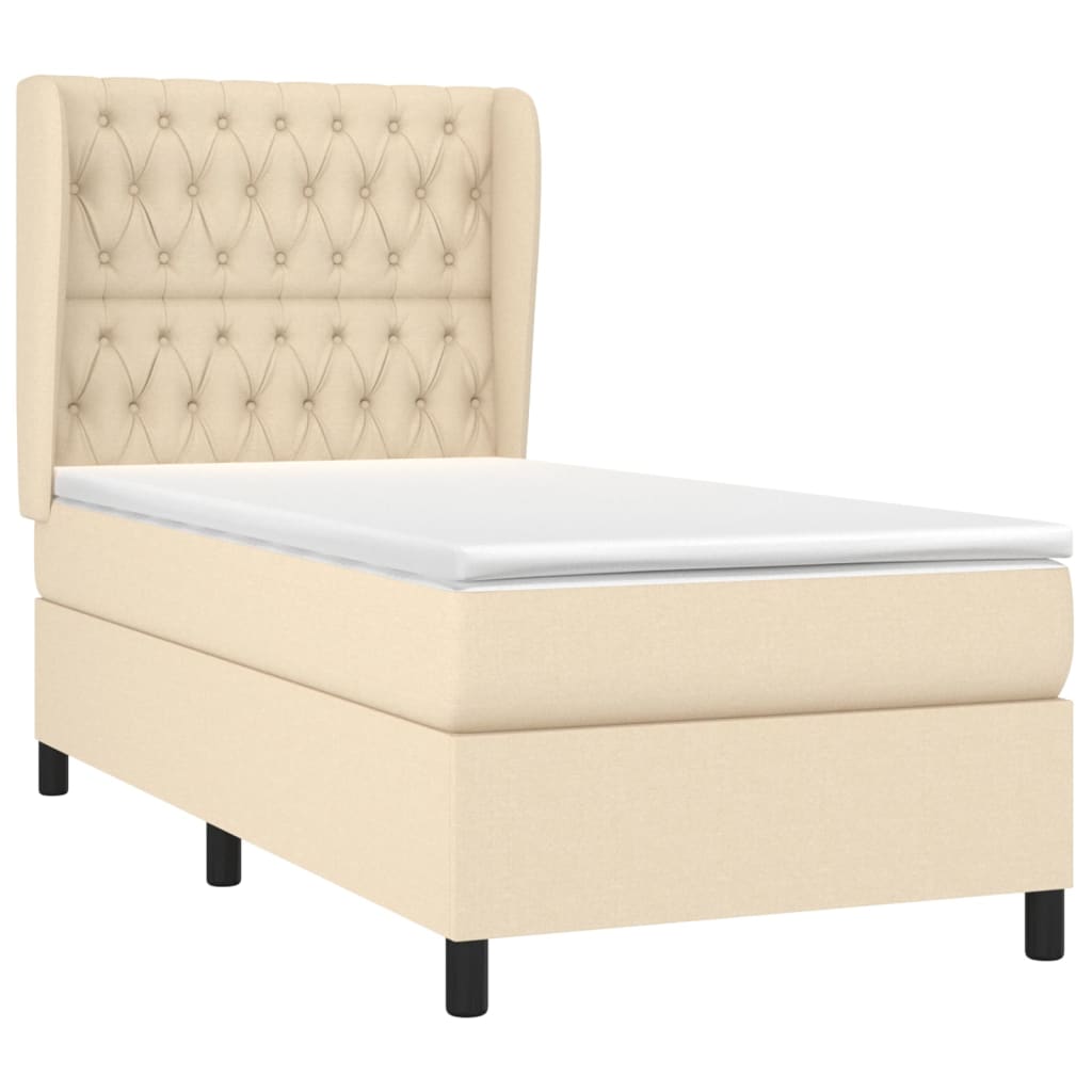 Giroletto a Molle con Materasso Crema 100x200 cm in Tessuto | homemem39
