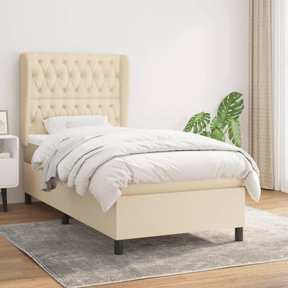 Giroletto a Molle con Materasso Crema 100x200 cm in Tessuto | homemem39