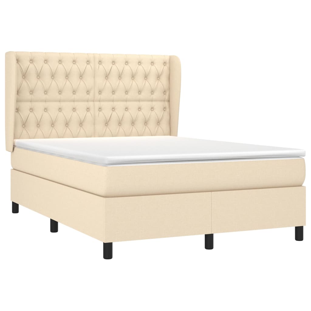 Giroletto a Molle con Materasso Crema 140x19 cm in Tessuto | homemem39