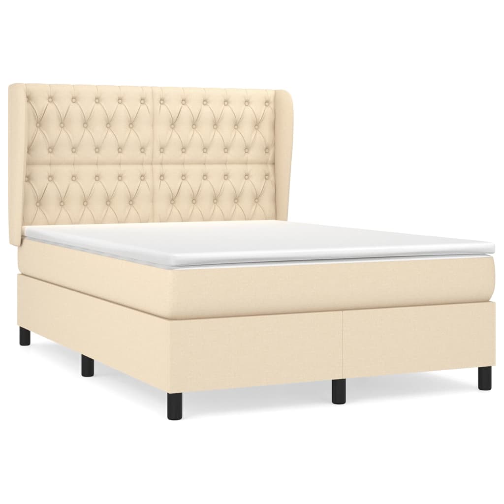 Giroletto a Molle con Materasso Crema 140x200 cm in Tessuto | homemem39