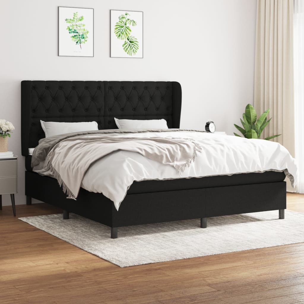 Giroletto a Molle con Materasso Nero 160x200 cm in Tessuto | homemem39