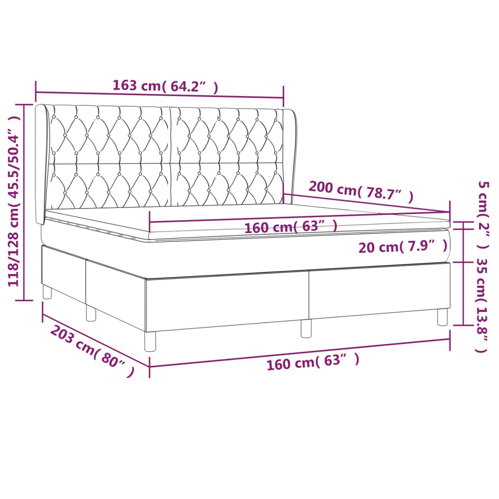 Giroletto a Molle con Materasso Marrone Scuro 160x200cm Tessuto | homemem39