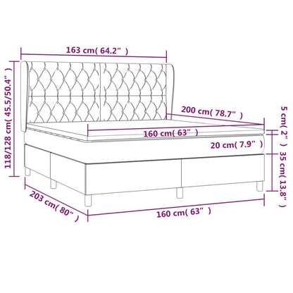 Giroletto a Molle con Materasso Marrone Scuro 160x200cm Tessuto | homemem39