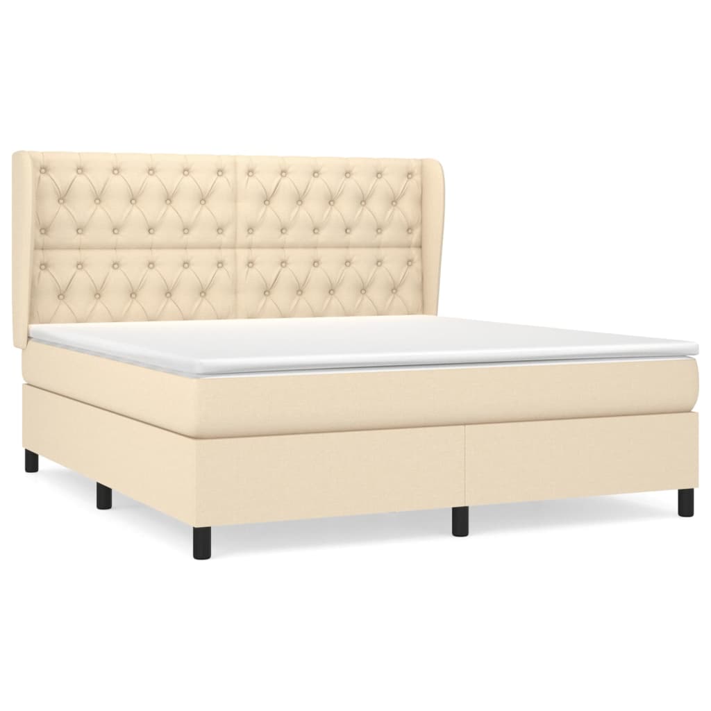 Giroletto a Molle con Materasso Crema 160x200 cm in Tessuto | homemem39