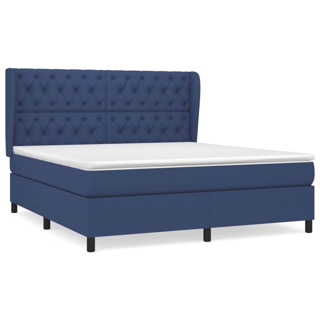 Giroletto a Molle con Materasso Blu 160x200 cm in Tessuto | homemem39