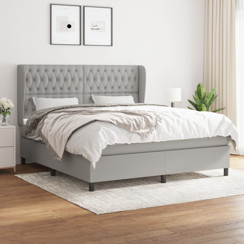 Giroletto a Molle con Materasso Grigio Chiaro180x200 cm Tessuto | homemem39