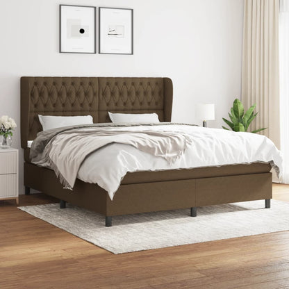 Giroletto a Molle con Materasso Marrone Scuro 180x200cm Tessuto | homemem39