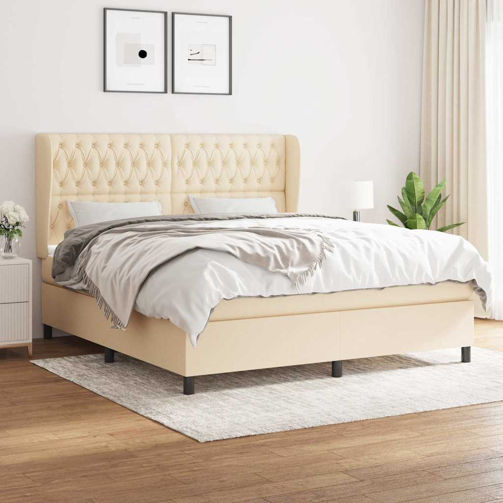Giroletto a Molle con Materasso Crema 180x200 cm in Tessuto