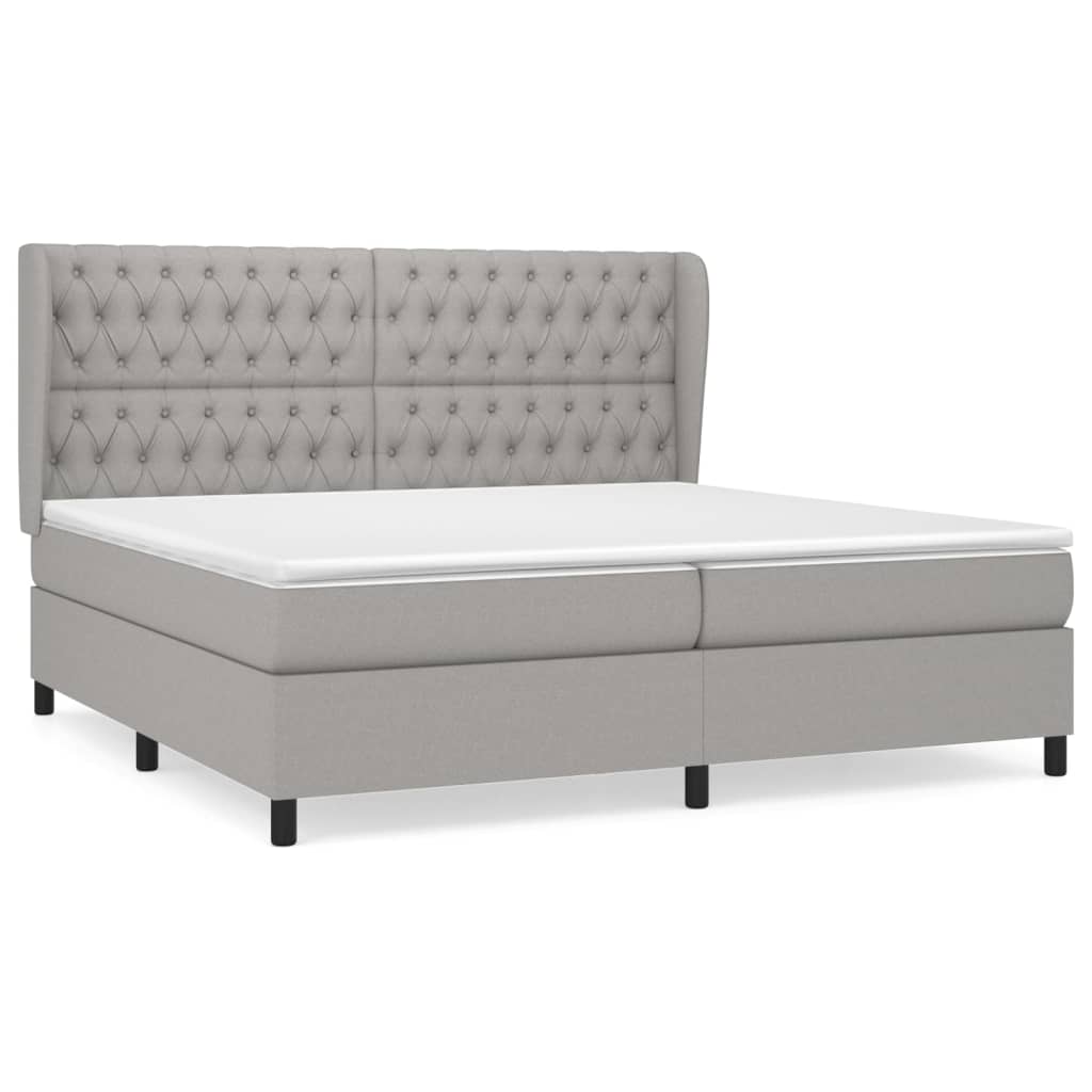 Giroletto a Molle con Materasso Grigio Chiaro 200x200cm Tessuto | homemem39