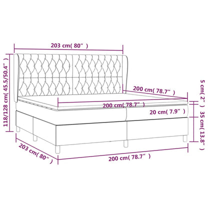 Giroletto a Molle con Materasso Grigio Chiaro 200x200cm Tessuto | homemem39