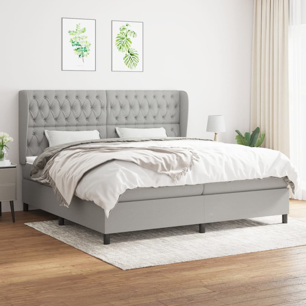 Giroletto a Molle con Materasso Grigio Chiaro 200x200cm Tessuto | homemem39