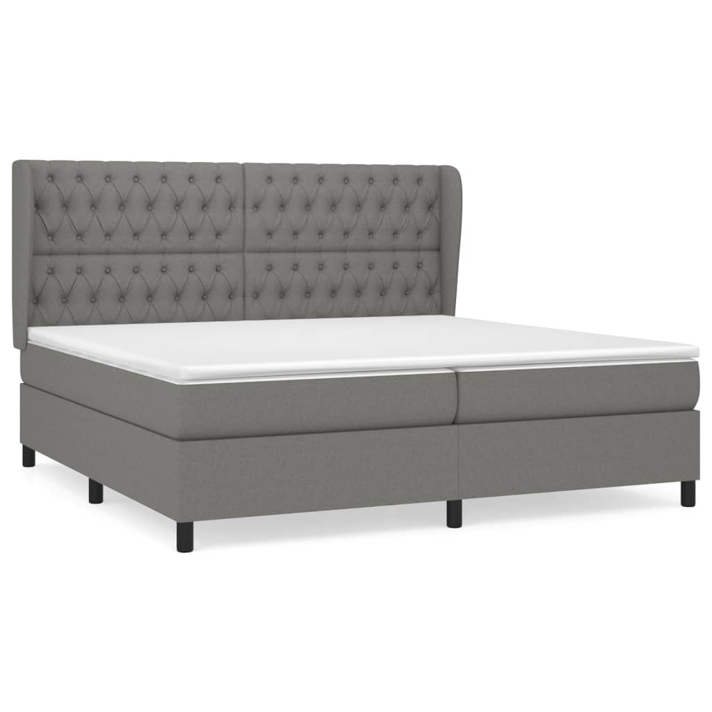 Giroletto a Molle con Materasso Grigio Scuro 200x200 cm Tessuto | homemem39