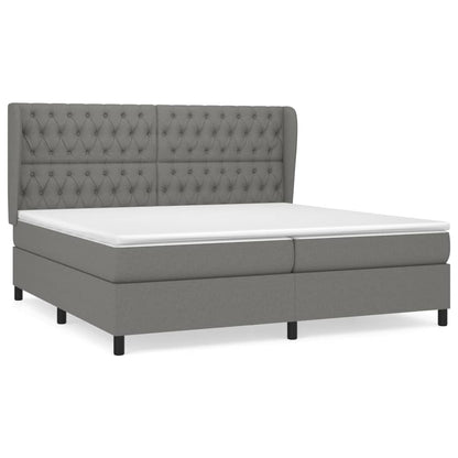 Giroletto a Molle con Materasso Grigio Scuro 200x200 cm Tessuto | homemem39